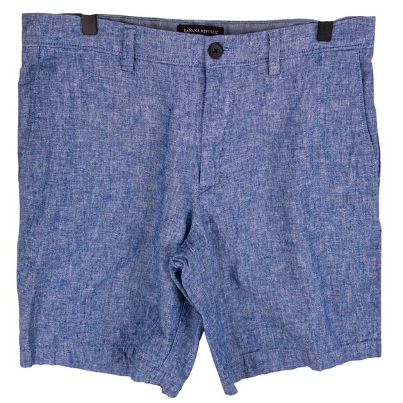 Banana Republic Other - Banana Republic Linen Blend Shorts Men's 32x9 Aiden Short Blue Flat Front